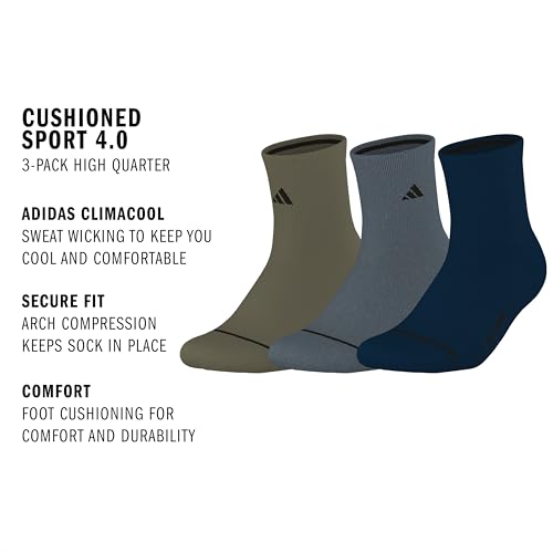 Image of adidas Cushioned Sport High Quarter Socks 3-Pairs Durable & Comfortable