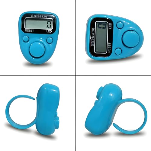 Image of Digital Hand Tally Counter, LED Display, Ring Design, Reset Button(Pack of 1) (Sky Blue)