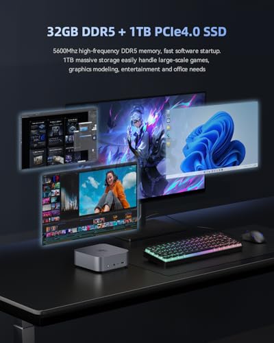 Image of Beelink SER9 Mini PC, AMD Ryzen 7 H255 (Up to 4.9GHz), 32GB DDR5 5600MHz 1TB NVMe SSD, Radeon 780M, 10G LAN, USB4, WiFi 6, BT5.2, 4K@240Hz Triple Display, Desktop Computer