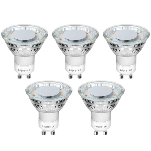 Lepro GU10 LED Bulbs Warm White 2700K, 4W 325lm Spot Light Bulbs, 50W Halogen Spotlight Equivalent, Energy Saving GU10 LED Lightbulbs, 100° Wide Beam, Non-dimmable, Pack of 5