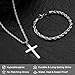 NORBU Stainless Steel Cross Necklace and Bracelet Set for Men, Rope Link Chains 20