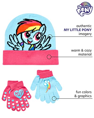 Hasbro My Little Pony Girls Winter Hat and 2 Pair Gloves or Mittens (Toddler/Little Girls)2