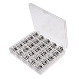 Material: Kunststoff / Metall Demiawaking 25 Leere Metallspulen Spule mit 25 Rasteraufbewahrungsbox für Nähmaschine