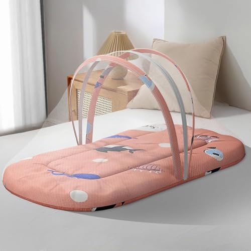 Image of StarAndDaisy 3 in 1 Baby Mosquito net /Nest for Sleeping - Mosquito net for Newborn Baby /Soft and Comfortable Bed, Washable Cotton Design for 0-12 Months Baby -Shark Print
