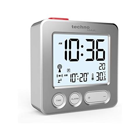 Technoline Modern Radio Alarm Clock with Metal Front Cover