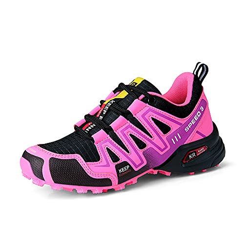 Zapatos de ciclismo para mujer, zapatos de bicicleta de carretera MTB, zapatos de bicicleta, zapatos de exterior, zapatos de senderismo antideslizantes resistentes al desgaste (36 ~ 42EU),Pink-41EU Cover