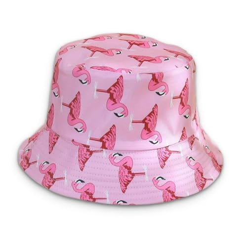 PLABBDPL Cappello Pescatore Pieghevole Bucket Hat Cotone Donna Uomo, Protezione del Sole Cappelli Faccia Fenicottero Cappellino 56-58cm