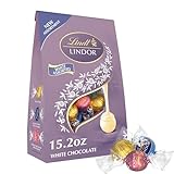 Lindt LINDOR White Chocolate Assorted Chocolate Candy Truffles with Smooth, Melting Truffle Center, 15.2 oz. Bag