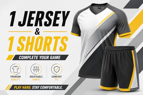 Image of Football Jersey Set for Men (1 Jersey & 1 Shorts) - Yellow /Blue
