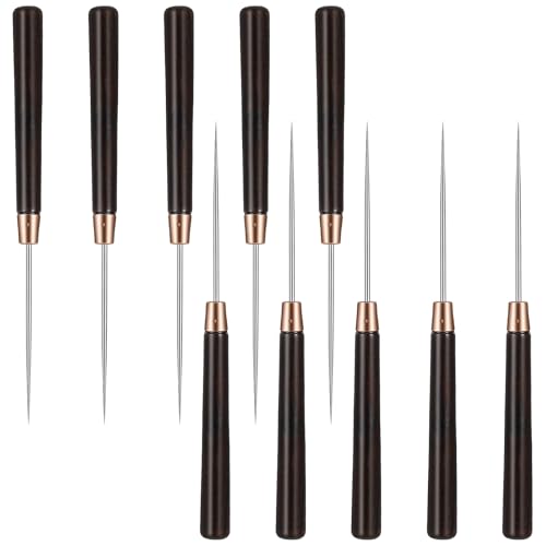Xinjoduz 10 Stück Prickelnadel Set Buchbinder Werkzeug Ahle Werkzeug für Leder Schneiden Punch Needle Awl Tool für Heimwerken und Reparaturen