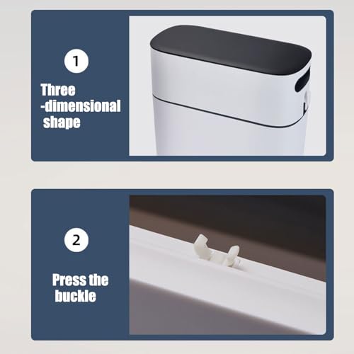 Poubelle Étroite Rectangulaire Teksome pour Cuisine et Salle de Bains