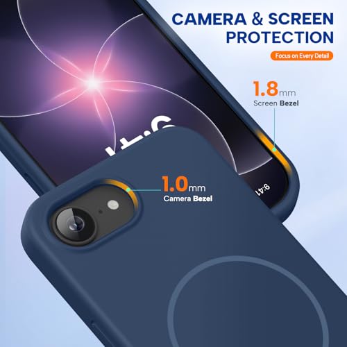 Image of Miracase Magnetic for iPhone 17e Case & iPhone 16e Case, [Soft Anti-Scratch Microfiber Lining], Compatible with MagSafe, Silicone Shockproof Protection Phone Case for iPhone 17e /16e, Dark Blue