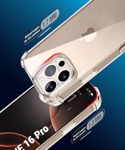 Image of WOW IMAGINE Clear Back Cover Case for iPhone 16 Pro | Shockproof Soft TPU Case | Cushioned Edges for Ultimate Protection Back Cover Case - Transparent