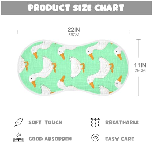 Duck Pattern Baby Burp Cloths for Boys and Girls, Soft Muslin Spit Up Towels, 22"x11" Newborn Essentials for Feeding and Drooling, 4 Pack4