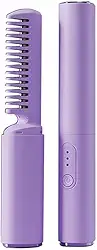 Escova Alisadora,Cabelo Alisado Escova Recarregável Mini Pente Portátil Rápido(Roxo)