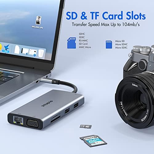 USB C Dock USB C Hub Multiport Adapter HDMI VGA, 10 IN 1 Thunderbolt 3/4 Dock USB C Multiport Adapter with Ethernet, 3 USB Ports, 100W PD, Audio, SD/TF for MacBook Pro Air 2021-2018,Dell,HP,Lenovo
