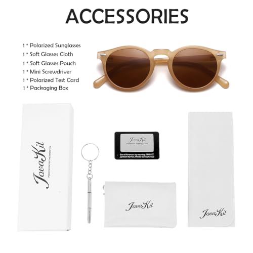 Image of JOVAKIT Vintage Kids Polarized Sunglasses for Girls Boys Age 2-9, Round Sun Glasses for Children UV400 Protection