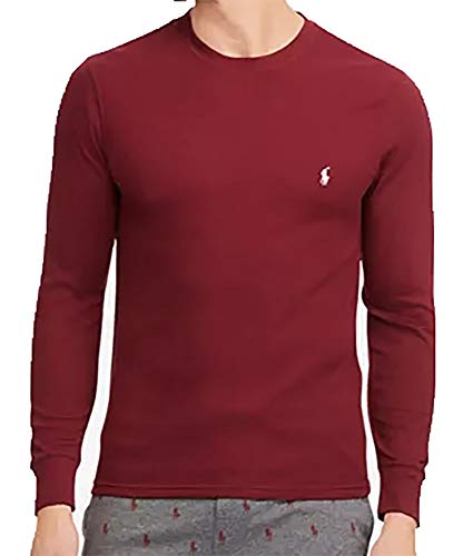 POLO RALPH LAUREN Men's Waffle Knit Crew Neck Thermal Sleepware Shirt with Polo Bear Logo