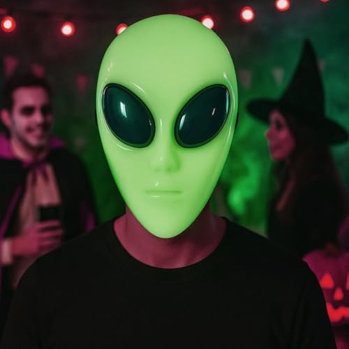 Image of Wanna Party Scary Party Mask Glow in the Dark Alien Mask for Halloween Party Masks for Adults