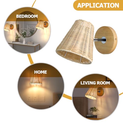 Aplique de pared de ratán compacto para iluminar espacios reducidos con luz cálida E27 7