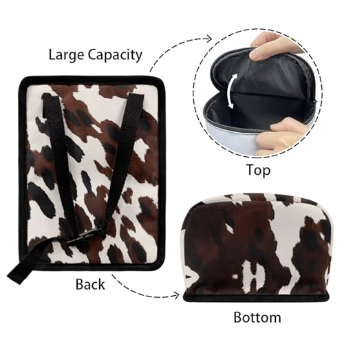 Image of KEIAHUAN Brown Cow Car Trash Can with Zipper-Closed Lid for Back Seat Collapsible Portable Auto Garbage Bag Large Capacity Trashcan Storage Bag for Cars, Sedans, SUVs & Trucks