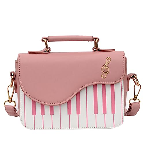 Sac carré en PU pour fille avec broderie contrastée rose