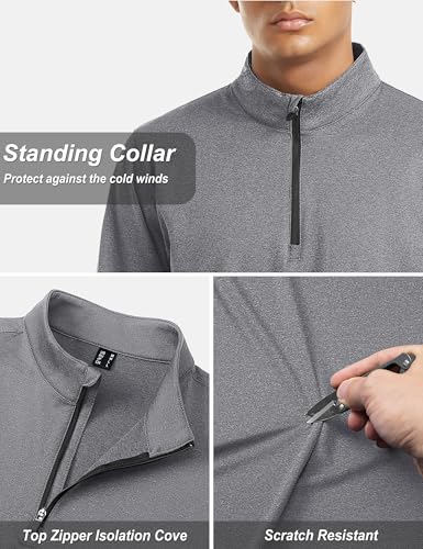 Image of TACVASEN Men's Sports Shirts 1 /4 Zip Long Sleeve Fleece Lined Running Workout Pullover Tops Sweatshirt