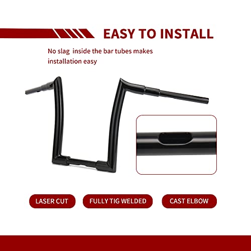 Tigersgate Black 1-1/2" Super Fat 12" Rise Handlebar For Harley 1996-2013 Road Glide & 1995-Later Road King & Softail Models & Dyna Models #TOP2