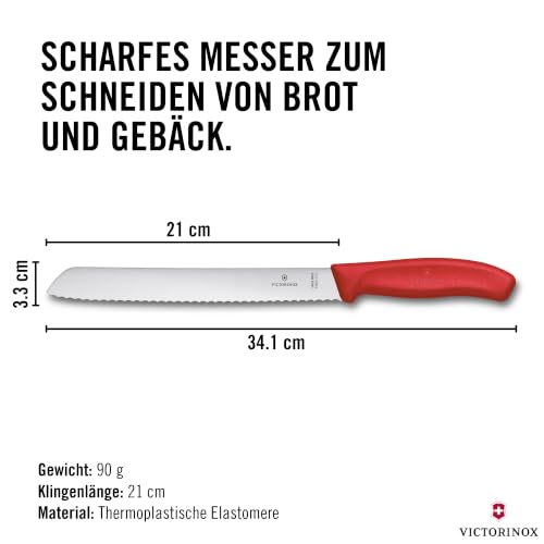 Victorinox Swiss Classic Brotmesser, 21 cm Wellenschliff, Rot – Ansicht 3