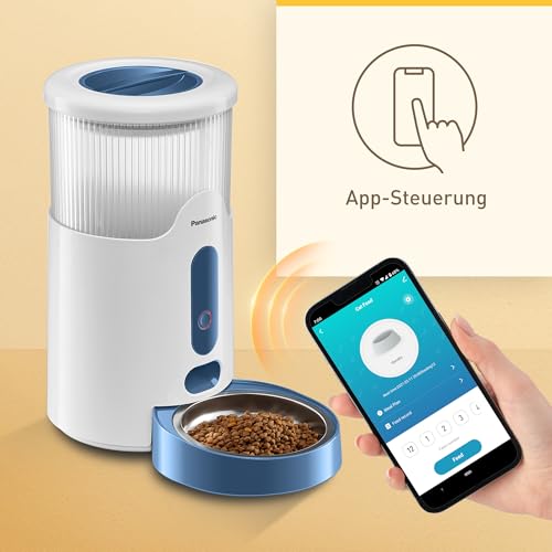 Panasonic CP-JNF01CW Smart Pet Feeder, automatischer Futterautomat, Katzen & kleine, mittelgroße Hunde, 2,8 Liter, App-Steuerung, Füllstandsüberwachung, WLAN, spülmaschinenfester Napf, Dualstrom,Weiß – Bild 3