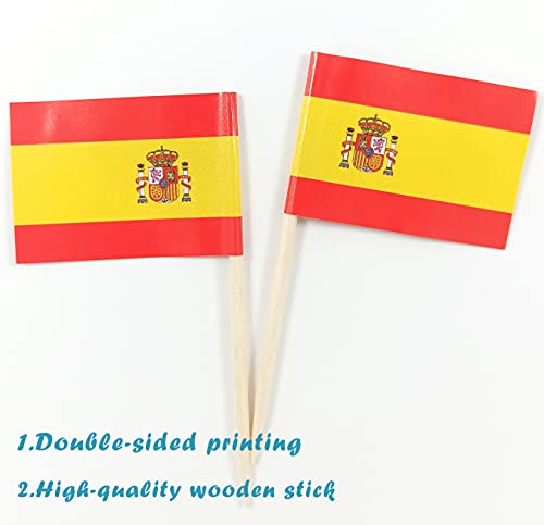JBCD Spain Toothpick Flag Spanish Mini Small Cupcake Topper Flags (100 pcs)