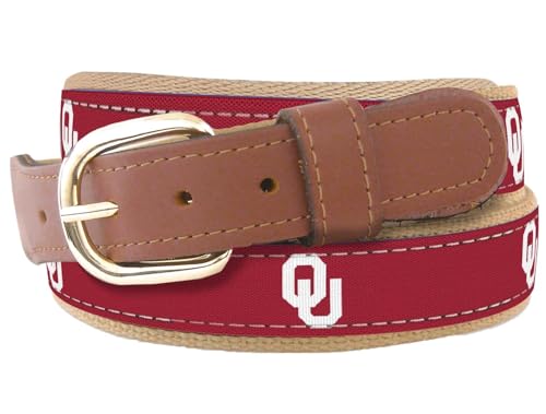 ZEP-PRO NCAA Men's Oklahoma Sooners Collegiate Woven Ribbon Belt, Size 34