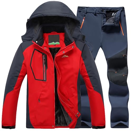Set da sci impermeabile da uomo, giacca termica antivento e pantaloni, tuta invernale traspirante, attrezzatura da trekking e neve, abbigliamento da sci resistente alle intemperie, set da sci