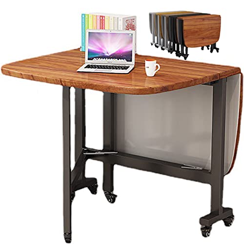 Juego de mesa de comedor de hojas colgantes que ahorra espacio con sillas plegables para interiores y exteriores, color madera, perfecto para el trabajo, estudio y comedor, 120 x 70 cm