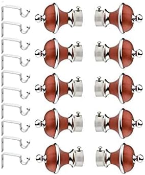 Wellness Stainless Steel & ABS Curtain Bracket Parda Holder with Support 1 Inch Rod Pocket Finials Designer Door and Window Rod Support Fittings, Curtain Rod Holder (Pair of 4, Maroon)