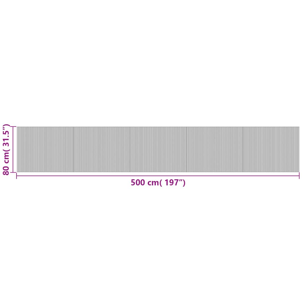 Alfombra rectangular marrón 80 x 500 cm de bambú - Alfombra de bambú antideslizante - Alfombra de bambú para cocina y baño