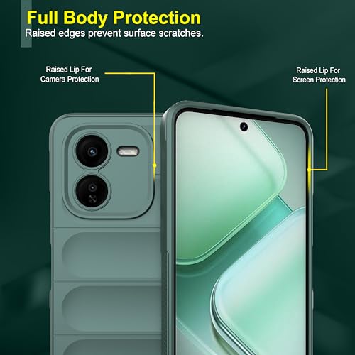 Image of amazon basics Back Case Cover for iQOO Z9x 5G | Compatible for iQOO Z9x 5G Back Cover | Liquid Silicon Magic Case with Camera Protection | Dark Green