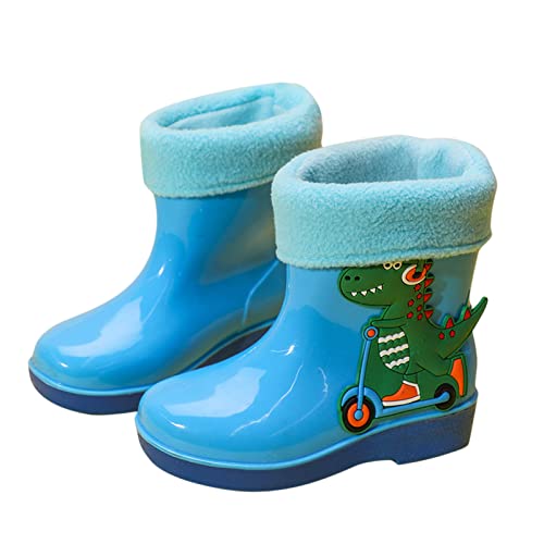EnJoCho Boys Girls Ankle Rain Boots Toddler Short Rain Boots Waterproof Cartoon Kids PVC Durable Walking Boots Non-Slip Shoes (Sky Blue-08a#, 7.5-8Years)3