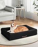Orthopedic Dog Bed Large, Waterproof Pet Sofa Bed with Non-Slip Bottom and Four-Sided Bolster Cushion, Egg Foam Dog Couch with Removable Washable Cover, Black Large Dog Beds