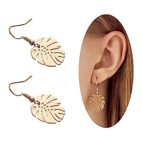 Hmooy Palm Leaf Earrings for Women, Cute Plant Girls, Pearl Acrylic