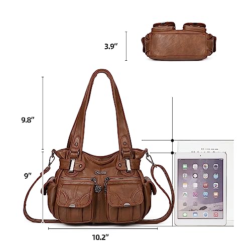 Image of KL928 Women's Shoulder Purse Large Hobo Tote PU Leather Multi-Pocket Bag | Large capacity, water-resistant, easy-clean, adjust strap, fits 10.2 inchipad, pockets, compartments, zipper, shop, travel, daily