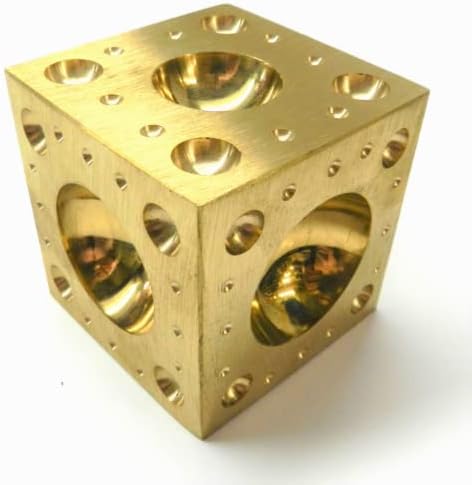 JTS Brass Dapping Block 2-1/2" Doming Block 63mm Cube Half Spheres Forming Tool