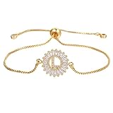 Pulsera de pulsera para pulsera de circonita con encanto de cobre chapado en oro pulseras ajustables para mujer 26 letras del alfabeto pulsera delicada disco pulsera para pulsera regalo ancho plata