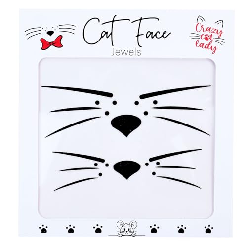 Cat Face Whiskers Stickers Animal Face Jewels Costume Accessories Face Gems Jewels One Sheet Two Sets Easy to Apply and Remove (Black)