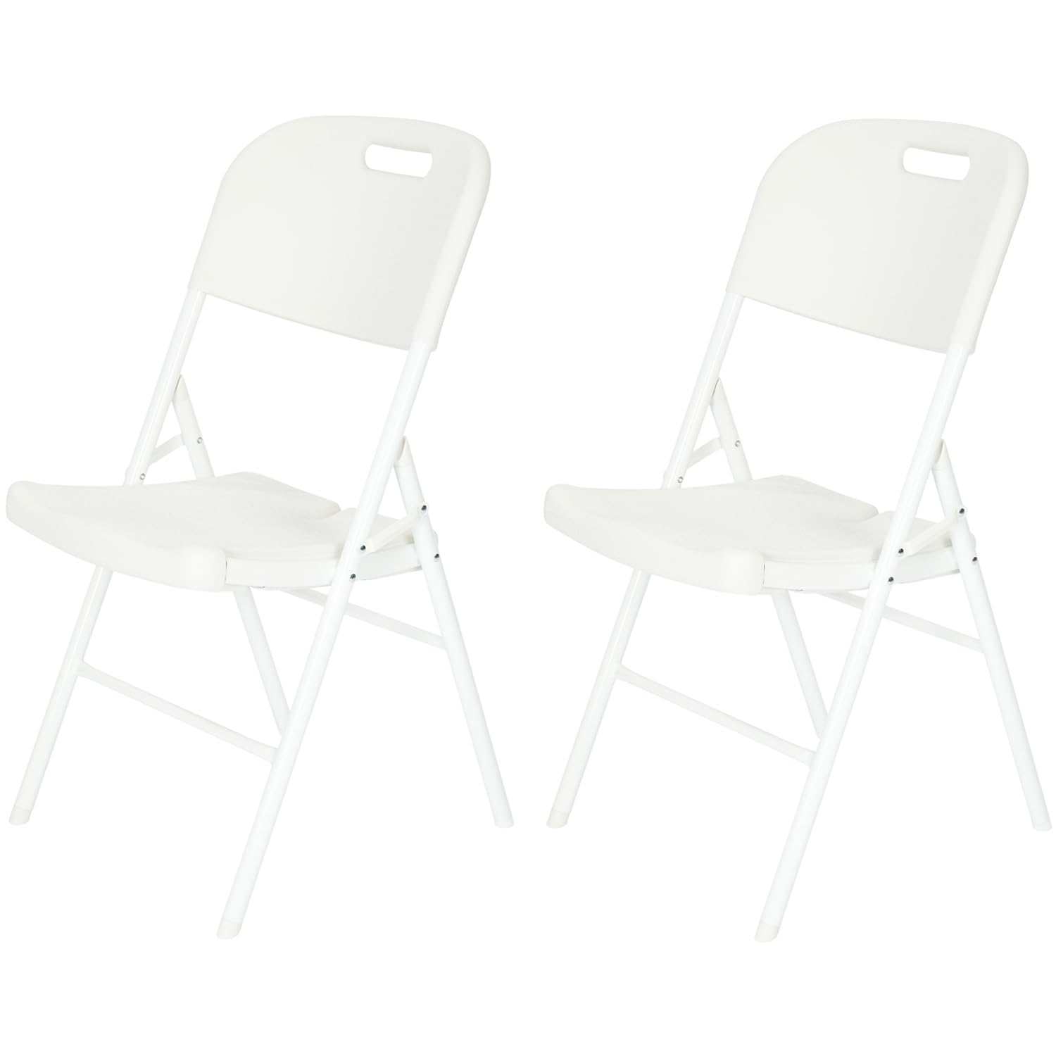 Nyxi 2 X Premium Folding Chair with Built-in Water Drain, Suitable for Home, Balcony, Garden, Patio, Outdoor & Indoor Dining Seat, Foldable, All White (2 X Chairs)