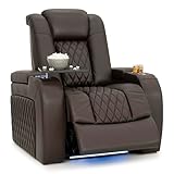 Seatcraft Diamante Zero-Gravity CoolZero Italian Leather Home Theater Seating, Power Headrest, Power Recline, Single Recliner, Brown