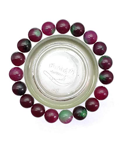 GEMZ Natural Ruby Zoisite 8 mm Round Smooth Beads Stretchable 7 inch Bracelet Healing/Meditation/Prosperity