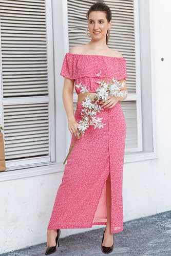 Image of POPWINGS Casual Bagru Printed Cotton Top and Skirt Set for Women || Pom Pom Top and Long Slit Skirt Set for Women || Two Piece Women Set for Summer