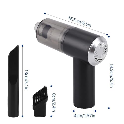 Image of 3-in-1 Portable Car Vacuum Cleaner with Blower, USB Rechargeable, Black, Wireless Handheld Mini Design, Strong Suction, Washable HEPA Filter for Car, Home, Travel