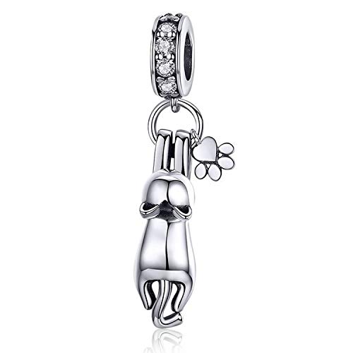 Cute Cat Dangle Charm fit for Pandora Charms Bracelet Necklace Gifts for Women